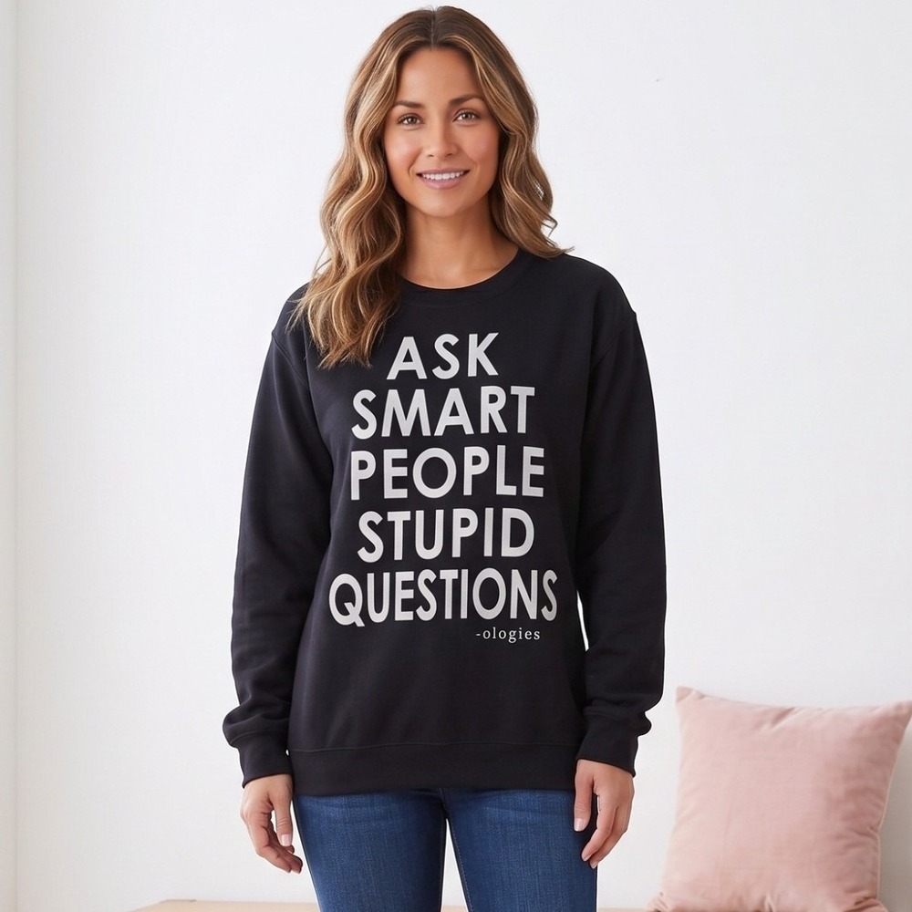 Gildan‎ Crewneck Sweatshirt Unisex S Black Ologies Podcast Graphic Funny Merch